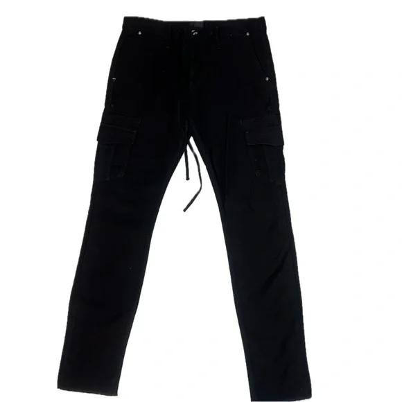 RTA CARGO DRAWSTRING TWILLS BLACK PANTS W/ LEG ZIPS WAIST 32 NWOT - Picture 3 of 14